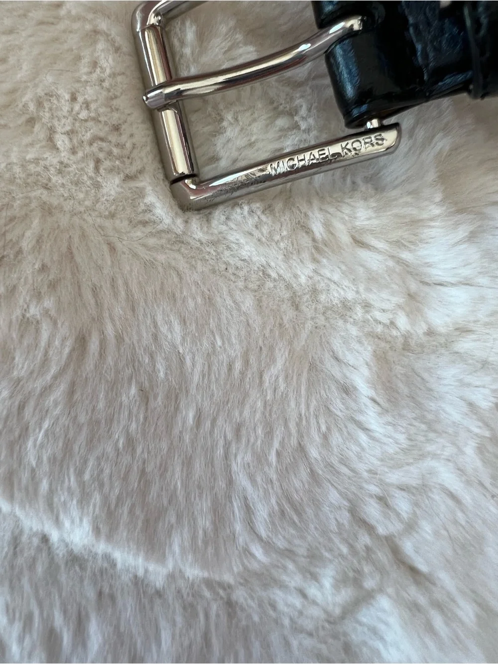 Michael Kors Black Leather Belt with Silver 'M' Accent